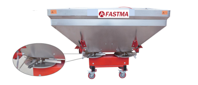 Dubbelskiva gödselspridare i rostfritt stål